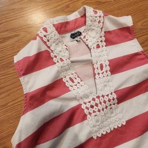 Mud Pie Pink & White Striped Sleeveless‎ Top